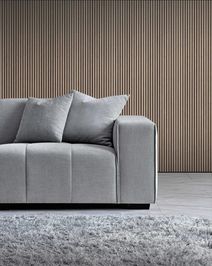 Aluxo Albert Cloudy Grey Boucle Left Hand Corner Sofa | 5 Seater